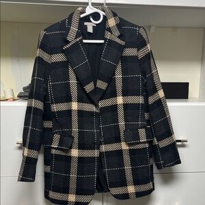 Plaid Black and Cream Women's Blazer